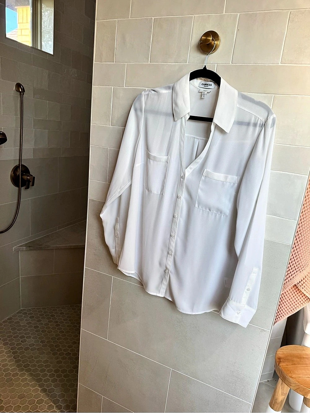 Express Portofino Shirt White Button Down Shirt Size Large